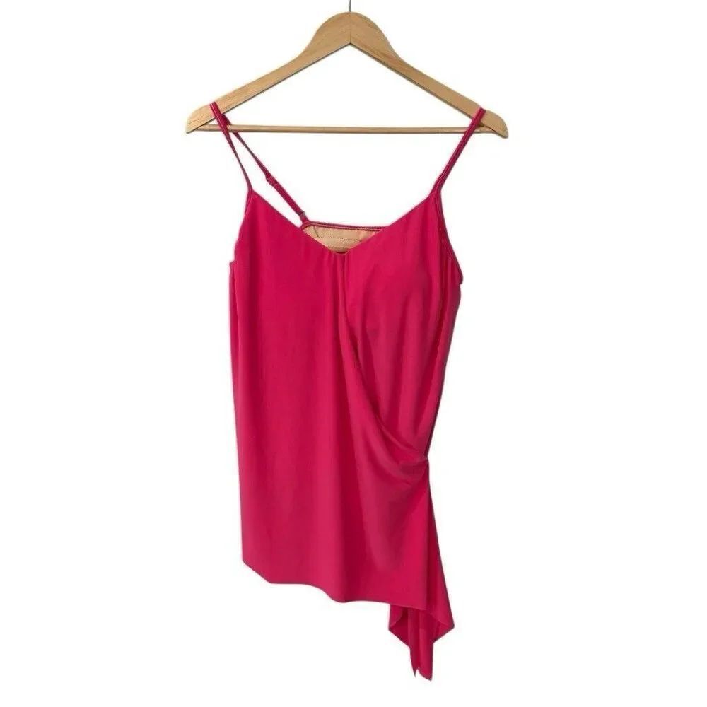 Magicsuit Tankini Swim Top Women 12 Pink Asymmetrical Wrap Adjustable Strap Read